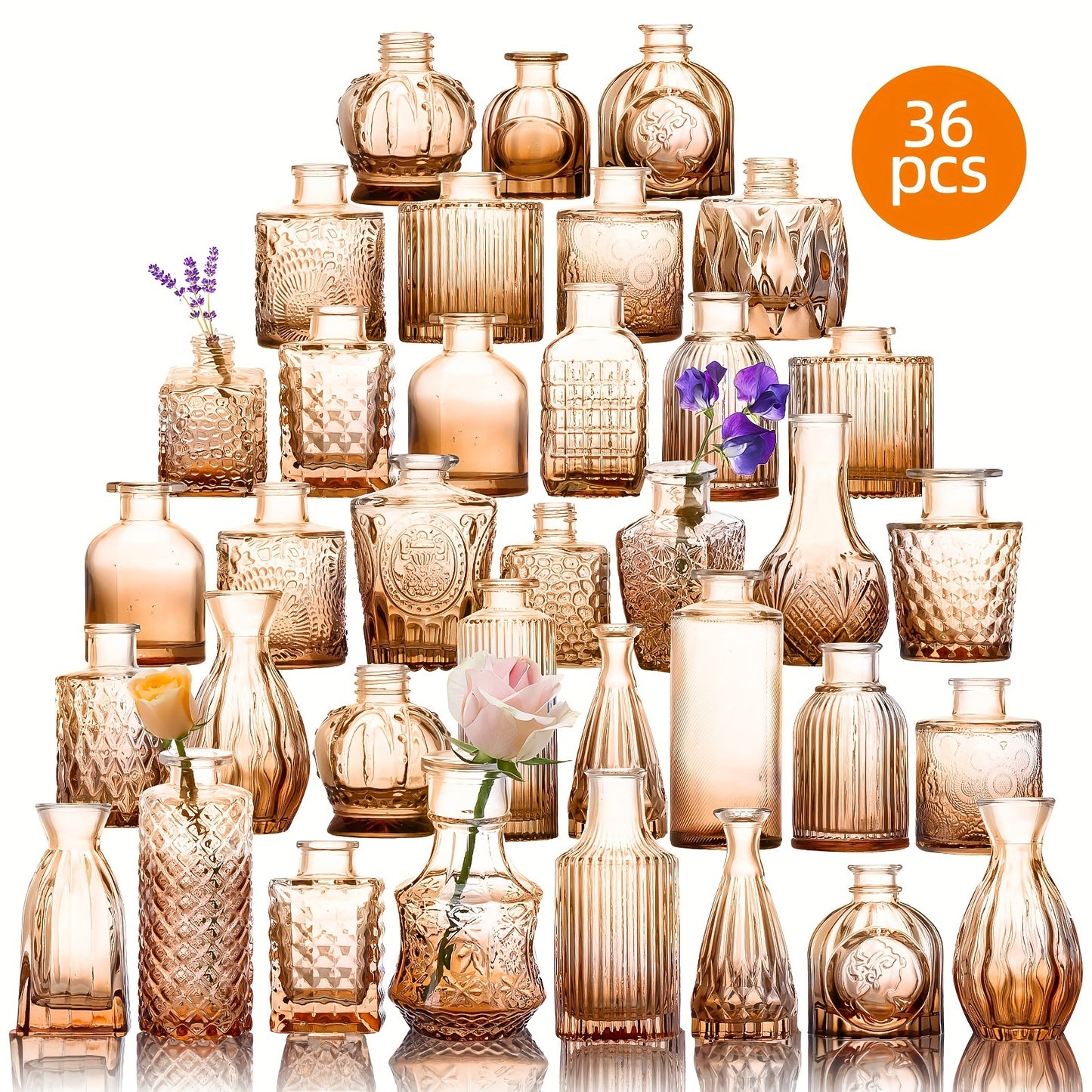TOMNK 36pcs Bud Vase, Wedding Centerpieces for Tables, Mini Clear Bud Vases for Flowers, Small Flower Vases Suitable for Birthday Party, Anniversary, Wedding, Home Table Deco, for Mother's Day