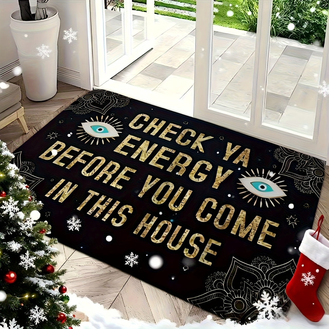 Quick Dry Rug Check Ya Energy Before You Come In This House Doormat with A Anti-Slip Back for The Entrance Way Indoor Bedroom Rug