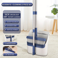 Blue and White Extended Folding Broom 50in