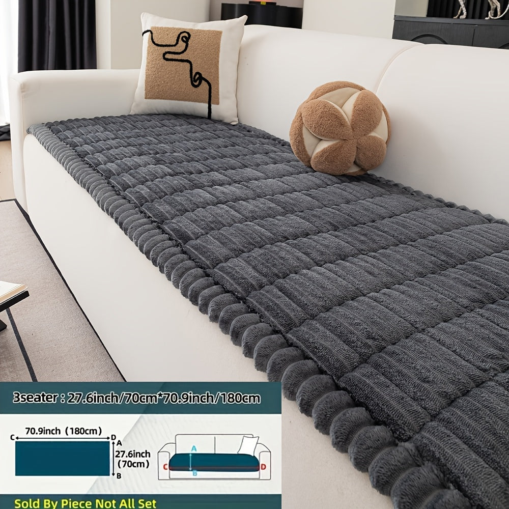 1pc Plush And Comfortable New Sofa Cushion, Washable, Easy to Install And Disassemble, Suitable for Home Protection Decorations Of Various Sofas | Wavy Edge Design | Soft And Sticky Velvet Texture