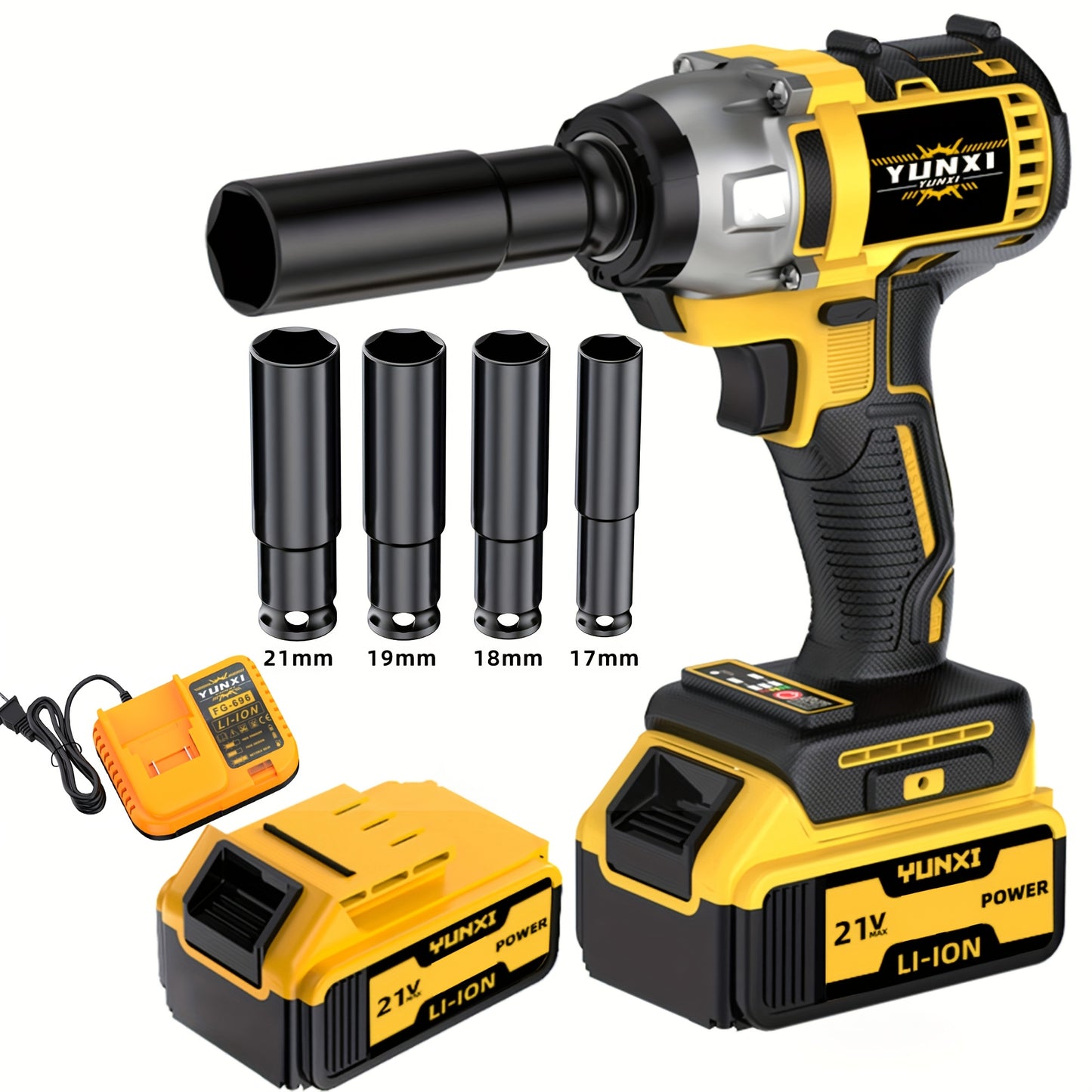 21V Cordless Impact Wrench Wireless Drill Set, Brushless Electric Impact Gun Drill, Optional 4000Mah Battery, Toolbox, Charger, Socket, And Full Accessory Set. |The Perfect Gift for The Automotive Industry And Industrial Home Decor, Men'S Gift