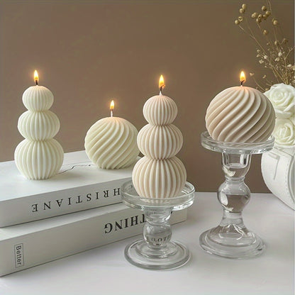 Scented Candle in a Romantic Wave Sphere - Featuring Sandalwood Fragrance, Stylish Geometric Design for Home Decoration, Ideal for Valentine'S Day And Other Special Events