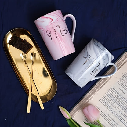 Wedding Gifts Mr And Mrs Mugs - Wedding Gifts For Bride And Groom - Gifts For Bridal Shower Engagement Wedding And Married Couples Anniversary - Ceramic Marble Cups 14 Oz Pink