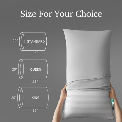 Hotel Grand White Feather Down Queen Size Pillows Set of 2, 500 Thread Count Bed Pillows Soft Hypoallergenic 100% Cotton Breathable Hotel Collection Back/Side Sleeping Bed Pillows, 2 Packs