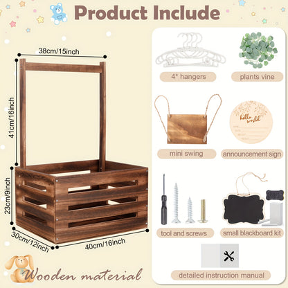 Christmas Party Suppliescustom Shower Gift Box - Wooden Keepsake Crate with Handle, Large Storage Basket for Shower Gifts, Hamper for Mom Dad Party Decor