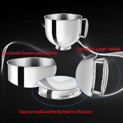 Stainless Steel Mixer Bowl Compatible with KitchenAid Artisan & Classic 4.5-5 QT Tilt-Head Mixers - 5 Quart Large Capacity, Oven-Safe, Heavy-Duty 304 Stainless Steel Construction with Ergonomic Handle & Spill-Resistant Lid, Compatible with 4.5QT & 5QT Sta