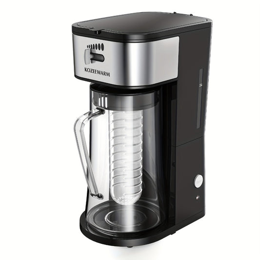 Iced Tea & Coffee Maker 3 QT Pitcher with Reusable Filter Basket | Adjustable Brew Strength | Cold Brew Machine for Iced Tea, Lattes, Lemonade & Flavored Water | Black