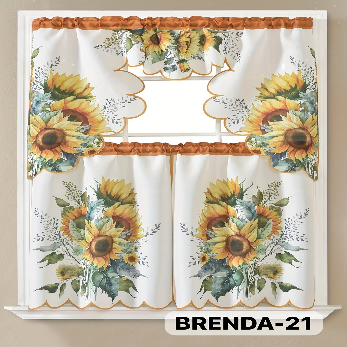 3pcs Embroidery Kitchen Curtains Set Flowers Embroidery Satin Fabric Faux Lightweight Soft Easy Care Machine Washable 49 Design Styles Available Holiday Gifts for Family Local Warehouse All Season Use Summer