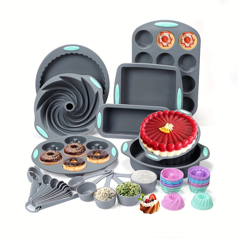 45pcs/53pcs/83pcs Silicone Bakeware Set, Silicone Cake Molds, Baking Sheet, Donut Pan, Silicone Muffin Pan, Silicone Baking Cups And Measuring Cups And Spoons Set