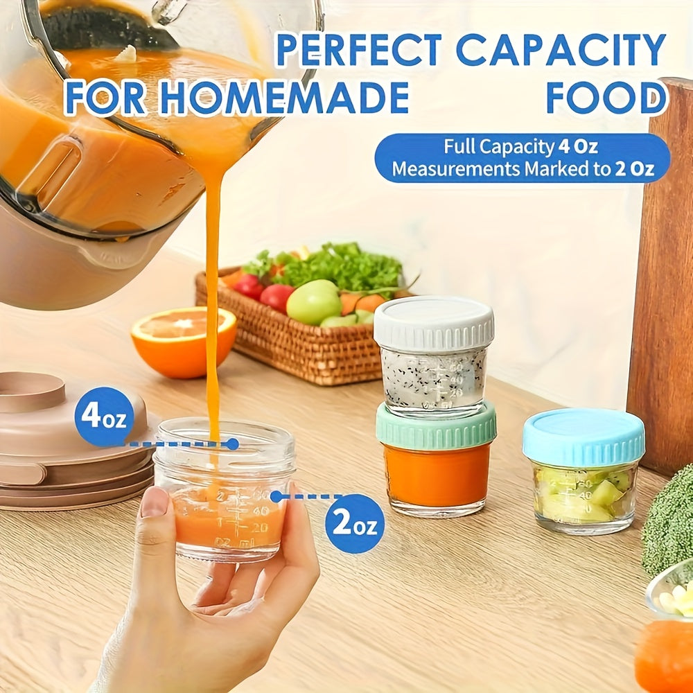 6pcs/10pcs Glass Food Storage Containers - 4oz Youngsters Food Jars with Lids Food Maker Microwave Dishwasher Freezer Safe Pickling Jars for Jelly, Jam, Honey, Spice, Essential Preserver for Home Storage And Gifting, Dessert Cup, Ice Cream Bowl