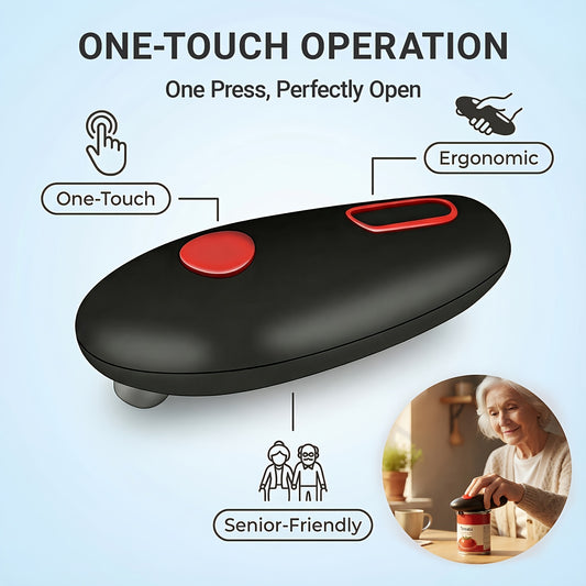 Electric Can Opener Automatic Battery Powered, Touch Hands Free with Smooth Edge Safe Design, Ideal for Seniors Arthritis And Weak Hands, Portable for Kitchen Camping RV, Perfect Gift for Elderly