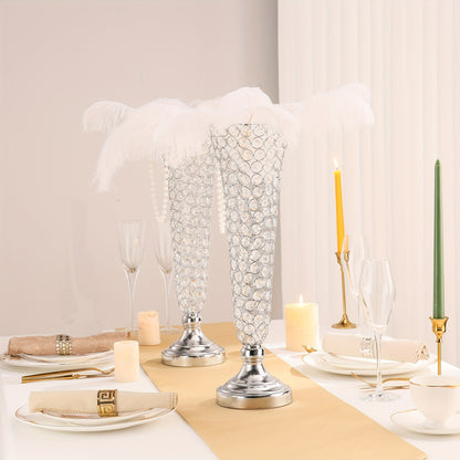 2pcs/ 10pcs Crystal Trumpet Floral Vase - Centerpieces for Wedding Table, Wrought Crystal Vase, Flower Vases for Party Dinner Centerpiece Event, Anniversary Ceremony Birthday Home Decoration