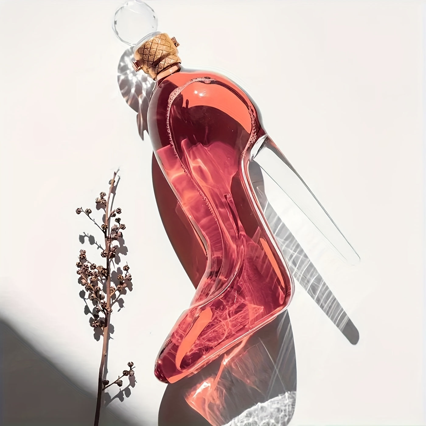 1pc Elegant High-Heel Shoe Decanter - Handmade Lead-Free Crystal Glass with Stopper, 26oz Transparent Easy-Clean Design for Kitchen & Dining Decor, Valentine's Day & Holiday Gift, Dining Room Decor | Playful Design | Glossy Finish, Shoe Decorations