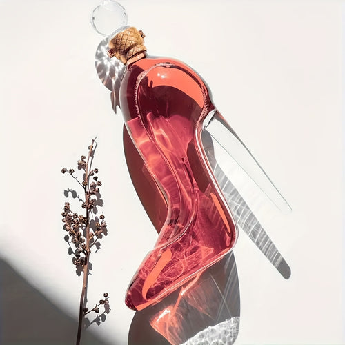 1pc Elegant High-Heel Shoe Decanter - Handmade Lead-Free Crystal Glass with Stopper, 26oz Transparent Easy-Clean Design for Kitchen & Dining Decor, Valentine's Day & Holiday Gift, Dining Room Decor | Playful Design | Glossy Finish, Shoe Decorations