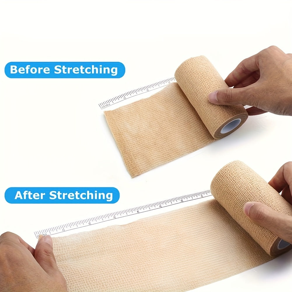 6 Rolls Self Adhesive Bandage Wrap, 4 Inch X 5 Yards, Non Woven Elbow Cohesive Bandage, First Aid Medical Tape For Ankle, Knee & Wrist Sprains