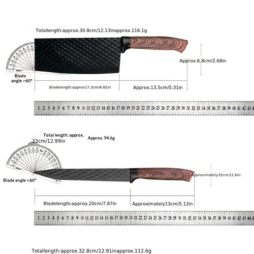 Kitchen Knife Set 6-Piece Professional Chef's Knife Set | High Carbon Stainless Steel Ultra-Sharp Blades | Non-Stick Ergonomic Wooden Handle | Chef Slicing Scraper Scissors | Home & Gift Box Set