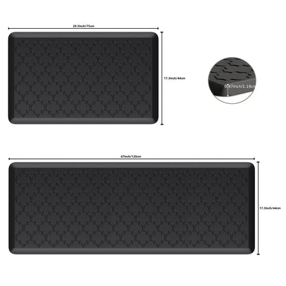 Anti-Fatigue Kitchen Floor Mat – Cushioned PVC Foam Non-Slip Ergonomic Standing Mat for Kitchen, Office, Sink & Laundry, 2 Sizes – Gray & Black