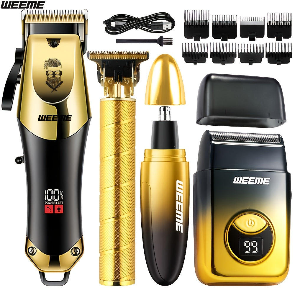 [Ideal Gift, Father's Day] Take Care Of Everything!2pcs/4pcs Men's Electric Hair Clipper, Nose Hair Clipper, Shaver Set - Wireless USB Charging Professional Hair Clipper Set with Lithium Battery - His Ideal Gift, Father's Day Gift for Men| Fashionable Blu