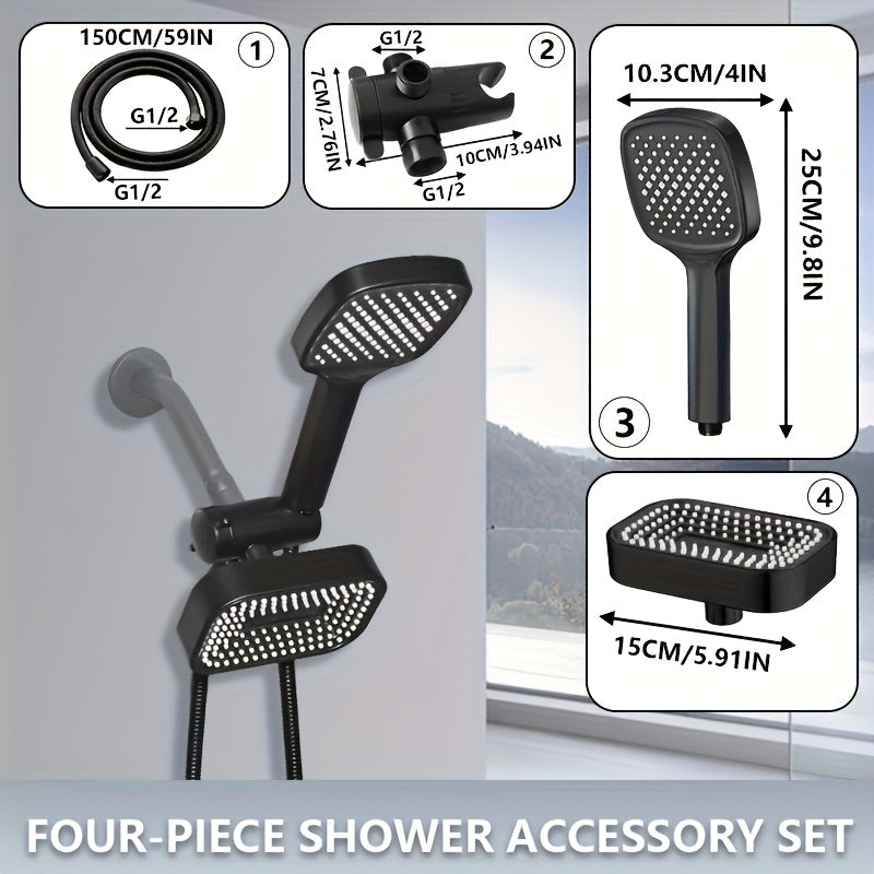 High-Traffic Advanced High-Pressure Rainfall Combo, 2-In-1 Handheld And Shower Head Set with Long Hose And T-Valve - Durable ABS Material, Wall Mounted, Bathroom Upgrade Exclusive for Shower Use Solely For shower use solely