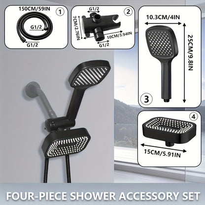 High-Traffic Advanced High-Pressure Rainfall Combo, 2-In-1 Handheld And Shower Head Set with Long Hose And T-Valve - Durable ABS Material, Wall Mounted, Bathroom Upgrade Exclusive for Shower Use Solely For shower use solely