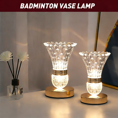 KEPEAK Crystal Table Lamp - Crystal Vase Table Lamp with Adjustable Brightness, USB-Powered and Rechargeable, Includes 2 USB Power Cables, Touch Control, Ultra-Long Battery Life - Perfect for Nightstands, Desks, Living Rooms, Bedrooms, and Home