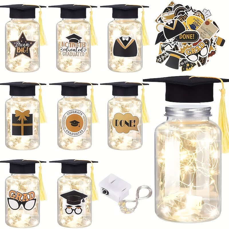 8pcs Lighted Graduation Jars, 2026 Graduation Gifts With Graduation Jars, Graduation Stickers, Graduation Party Decorations, Suitable For Graduation Gifts