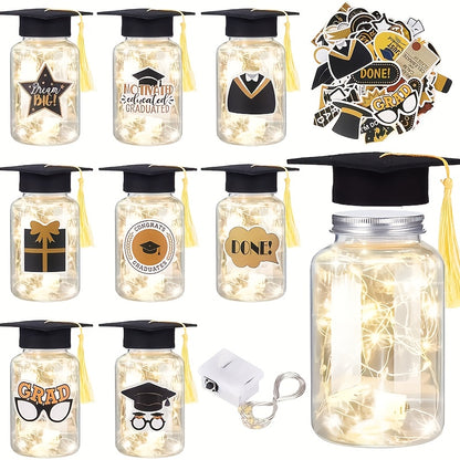 8pcs Lighted Graduation Jars, 2026 Graduation Gifts With Graduation Jars, Graduation Stickers, Graduation Party Decorations, Suitable For Graduation Gifts