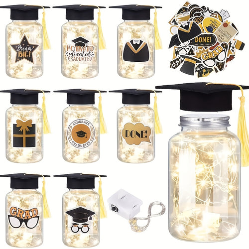 8pcs Lighted Graduation Jars, 2026 Graduation Gifts With Graduation Jars, Graduation Stickers, Graduation Party Decorations, Suitable For Graduation Gifts