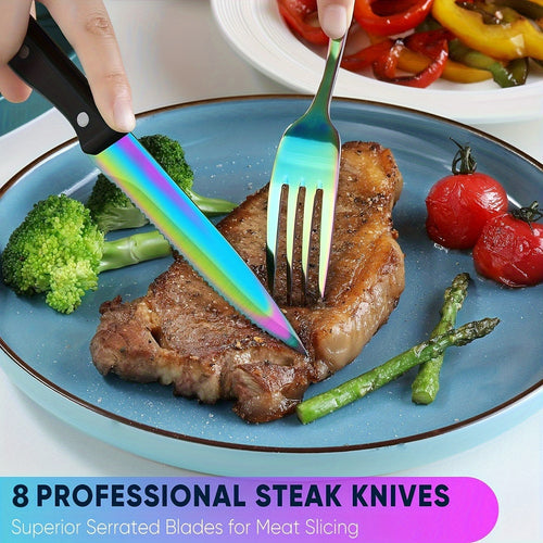 12/48/60pcs Black Stainless Steel Flatware Set, Mirror-Polished Cutlery Set for Home and Hotel Use, with Gift Box, Suitable for 2/8 People, Durable, Dishwasher Safe, Perfect for Halloween, Parties, Weddings, Banquets, Silverware Set
