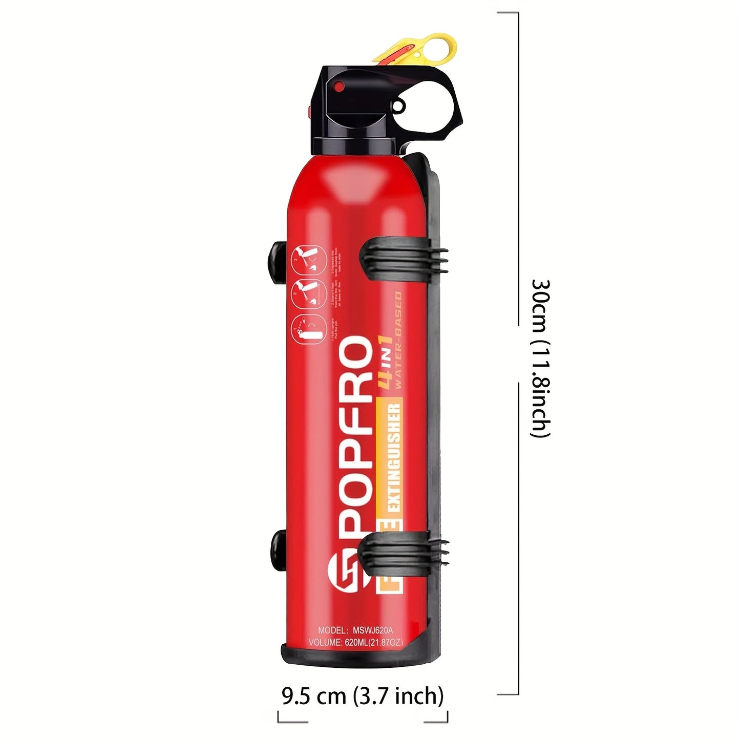 POPFRO Portable Fire Extinguisher - Compact 4-in-1 for Home, Garage, Kitchen, Car | Non-Toxic & Easy to Clean | Wall-Mountable with Yellow Safety Switch | Ideal for Electrical, Fabric, and Oil Fires, Fire Extinguisher Portable, Home Safety Accessory, Slee