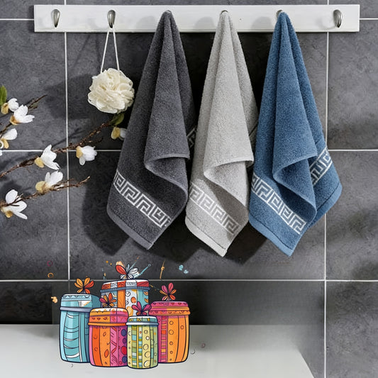 Luxury Bath Towel Set of 3 | Soft Microfiber Hand Towels, Quick Dry Absorbent Bathroom Towels, Coastal Pattern, 400 GSM, Spa Gym Home Decorative Towels for Adults