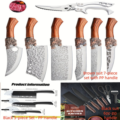 3/6/7pcs Professional Kitchen Chef Knife Set, Knife, Hotel Gift Visit, Outdoor Camping Car Knife Set, Chef Knife Utility Knifeing Knife Slicing Knife Fish Knife Butcher Knife Kitchen Scissors Boning Duck Fish Scissors