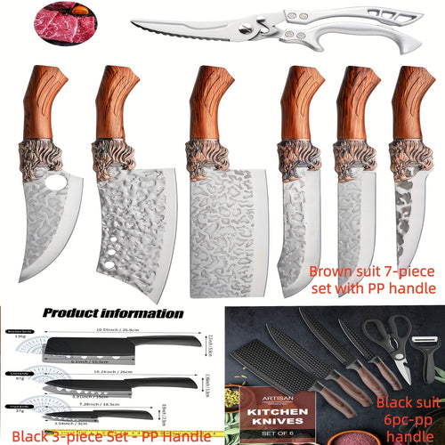 3/6/7pcs Professional Kitchen Chef Knife Set, Knife, Hotel Gift Visit, Outdoor Camping Car Knife Set, Chef Knife Utility Knifeing Knife Slicing Knife Fish Knife Butcher Knife Kitchen Scissors Boning Duck Fish Scissors