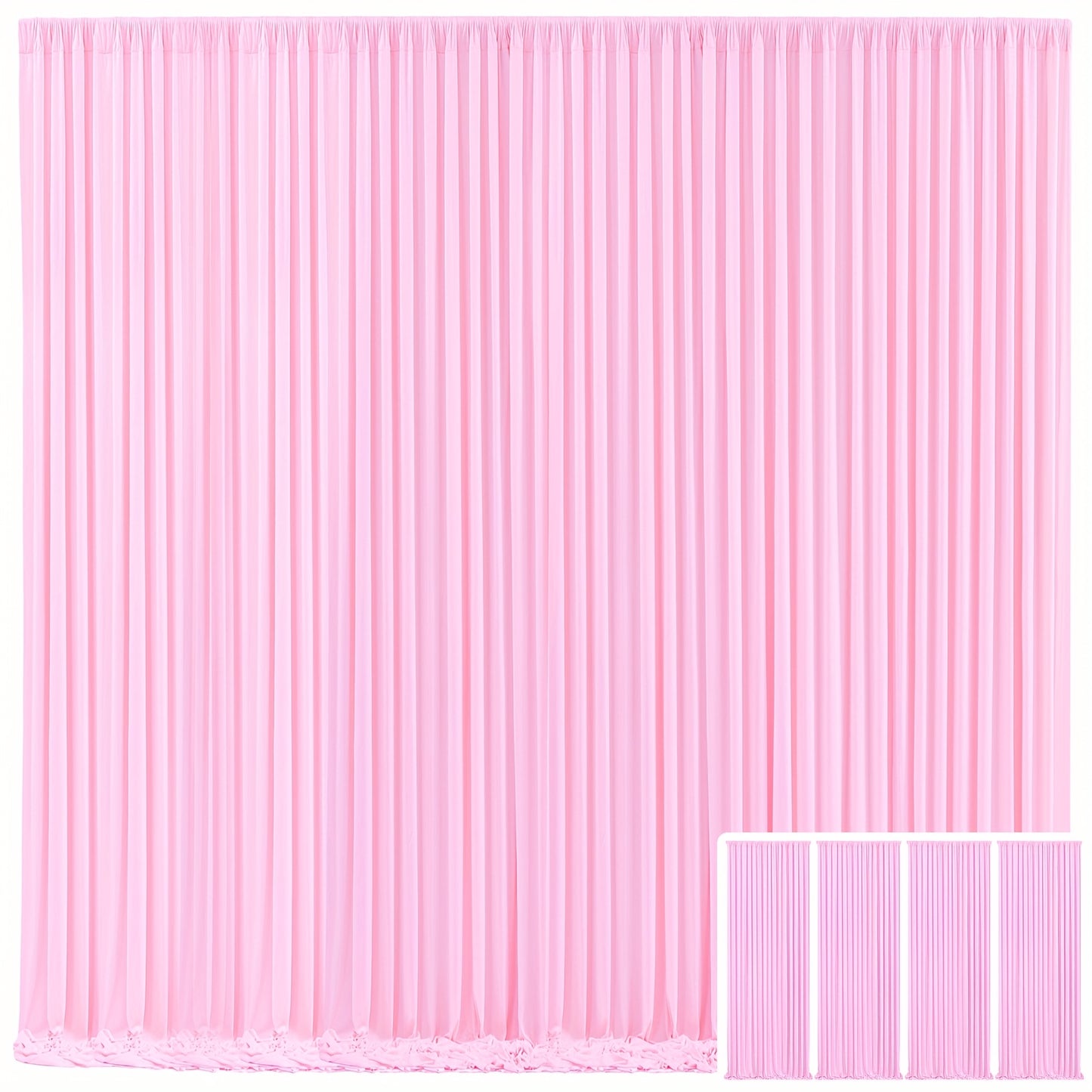4 Pack 5x10 Feet Elegant Heavyweight Nonwoven Blackout Backdrop Curtain - Durable & Wrinkle-Resistant, Smooth Hanging - For Wedding, Birthday, Baby Shower Party Decor Photography Background