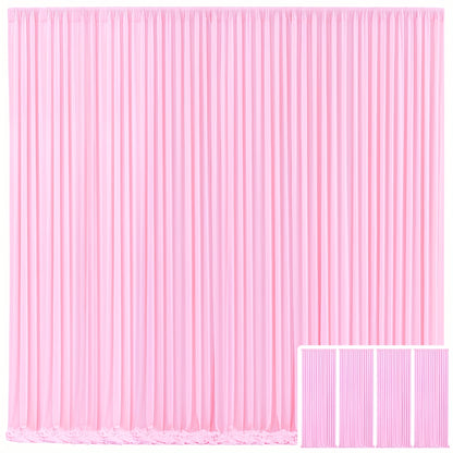 4 Pack 5x10 Feet Elegant Heavyweight Nonwoven Blackout Backdrop Curtain - Durable & Wrinkle-Resistant, Smooth Hanging - For Wedding, Birthday, Baby Shower Party Decor Photography Background