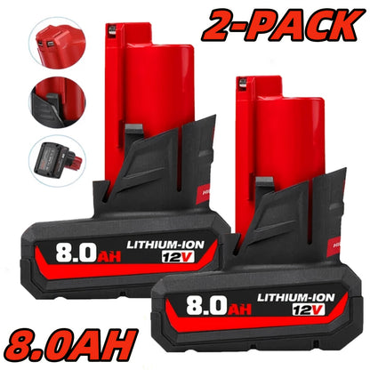 1/2pcs 12V 8.0Ah Li-ion Battery Pack For Cordless Power Tools