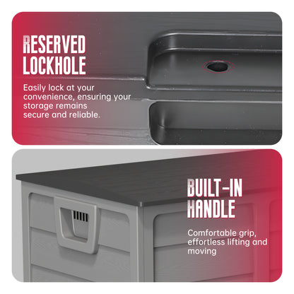 Outdoor Storage Box 75 Gallon Resin Deck Box with Handles – Waterproof Lockable Container for Pool Accessories, Garden Tools, Camping Gear & Patio Storage, Easy Assembly