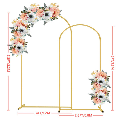 2-Piece Wedding Arch Backdrop Set Metal Arch Backdrop Frame Ideal For Wedding Celebrations, Outdoor/indoor Birthday Parties, Graduation Ceremonies, Garden Floral Balloon Arch Decorations, Event Decor 7.2 Ft + 6 Ft Halloween & Christmas