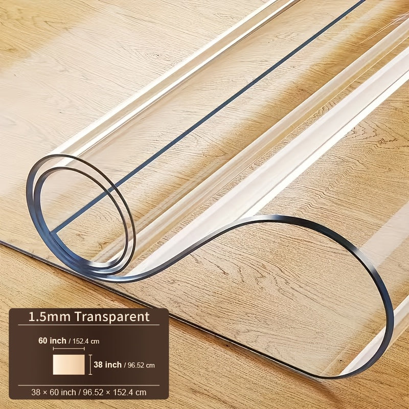 1pc 1.5mm Thick Rectangular Tablecloth, Transparent PVC Table Cover, Heat-resistant High-quality Scratch-resistant Table Cover, Hotel Restaurant and Coffee Table, Home Dining Device, Heat-resistant Cover, Protective Table Mat, High Quality Tablecloth