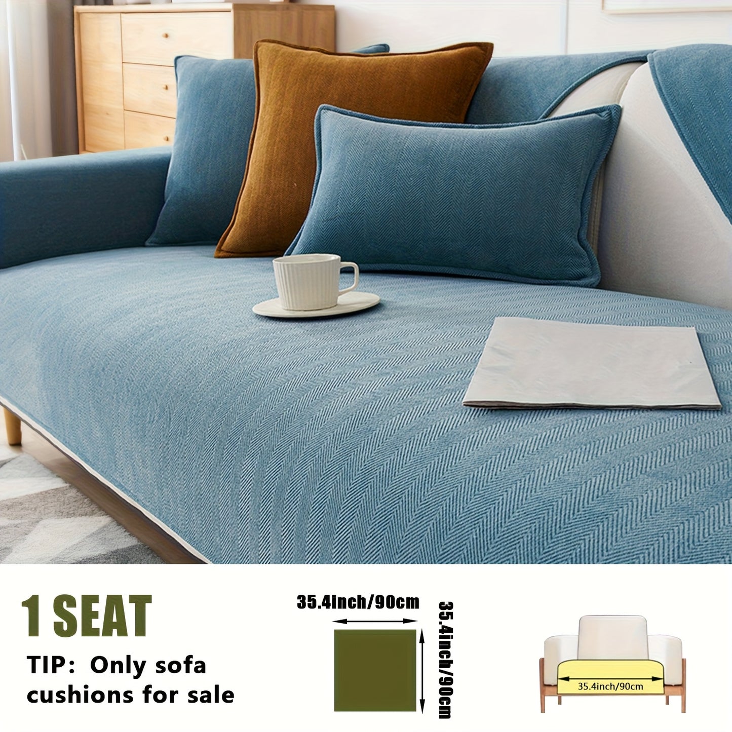 1pc of Pet-Friendly Chenille Ribbed Sofa Cover That Is Non-Slip And Machine Washable, Made from Soft Stretch Fabric Suitable for 2, 3, Or 4-Seater And Sectional Sofas. It Enhances Contemporary Home Decor in Living Rooms, Bedrooms, And Offices
