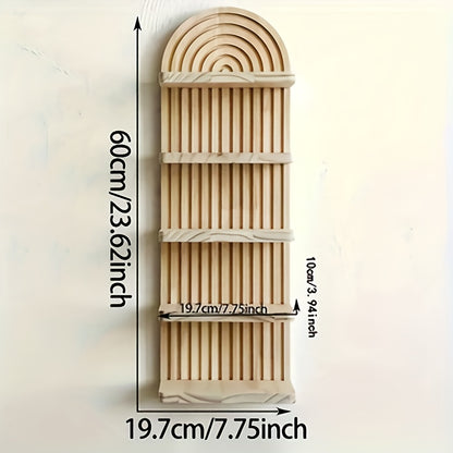 Boho Wooden Wall Shelf Floating Plant Shelf – 3 or 5 Tier Oval Hanging Flower Pot Rack, Minimalist Bedroom Living Room Storage Display Shelf, Wall-Mounted Wood Decor for Home & Apartment