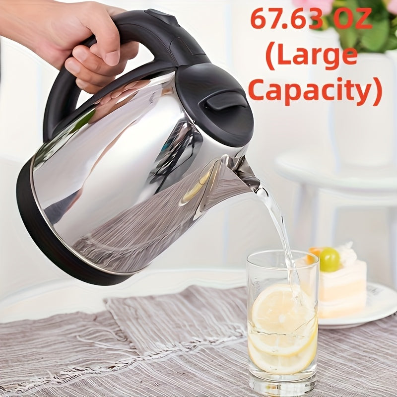 Stainless Steel Electric Kettle with Automatic Shut-Off, LED Indicator Light, Bpa-Free Double-Wall Design, Fast Boiling for Coffee And Tea, Back-To-School Gift, New Year Gift (2-Liter Large Capacity)