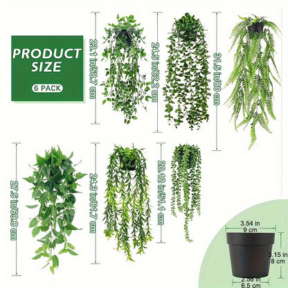 6pcs, Artificial Plant Mandala Eucalyptus Green Vine, Artificial Hanging Ivy Decorative Potted Plant, Used for Bathroom Balcony Living Room Bookshelf Bedroom Study Indoor Decoration, Home Aesthetic Decoration, Suitable for Friends Housewarming Gifts, Suit