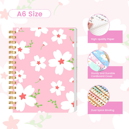 [Mother's Day Gifts] 8-Pack A6 Spiral Notebooks And Journals With Fresh Floral Designs, Portable Tear-Off Memo Pads With Paper Covers - Floral Design, Portable & Tear-Off-For Students & Office Workers - Mother's Day Gifts For Back To School & Office Suppl