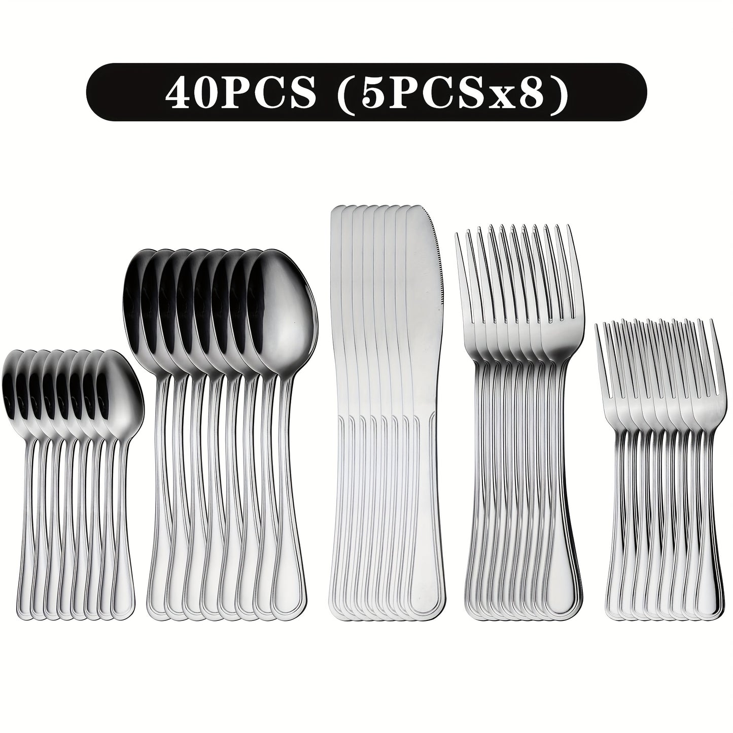 Stainless Steel Flatware Cutlery Set, 20/22/40/60/72pcs For 4/8/12, Silvery/Black, For Home Kitchen Restaurant Hotel, Kitchen Utensils Set, Mirror Polished, Dishwasher Safe, Perfect For Gifts And Weddings.Local Warehouse, Father'S Day Gifts