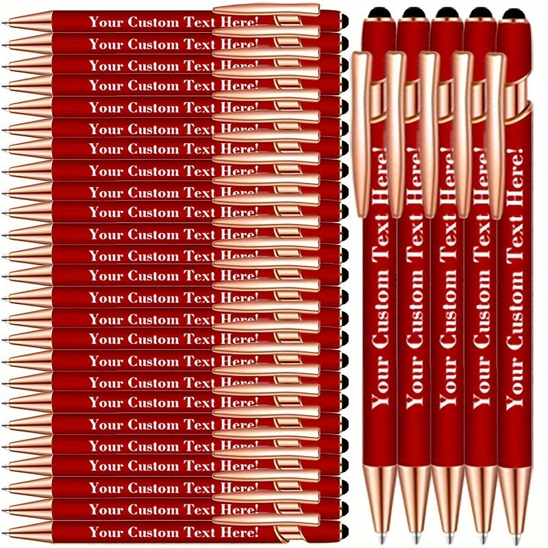 Custom Engraved Luxury Pens Bulk Set with Touch Tip & Soft Grip - Personalized with Logo, Name or Text, Elegant Gift Pens for Wedding, Birthday, Christmas, Office, Party Giveaways - 25/30/35/45/50 Pcs
