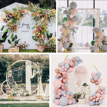 Metal Balloon Arch Backdrop Stand Set of 2 Golden Curved Top Wedding Arch Frames, 6Ft And 8Ft Balloon Arched Backdrop Stand for Ceremony Birthday Anniversary Bridal Baby Shower Floral Stand Decoration