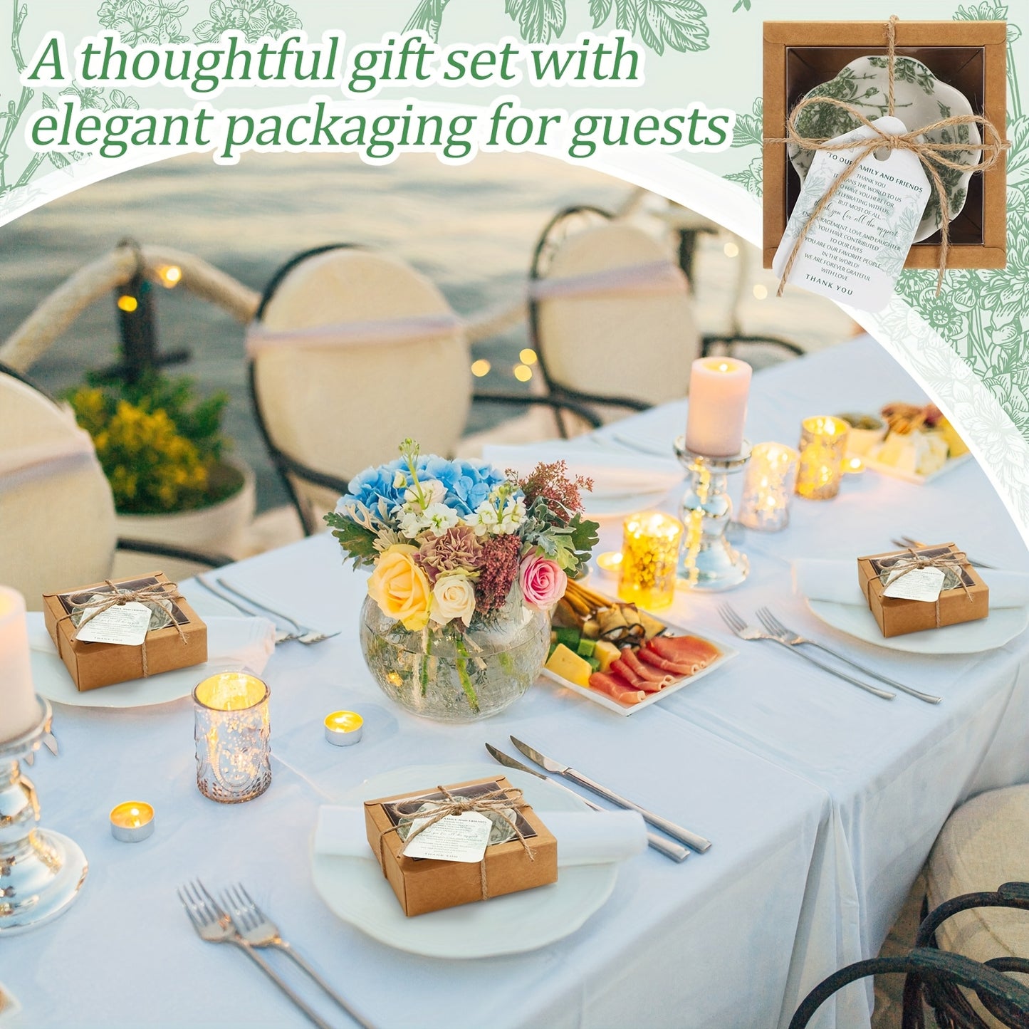 80 Pack Wedding Favors for Guests Small Ceramic Bowls Bulk Gifts Set 3.3 Inch Green Verdure Design Mini Dipping Bowl Sauce Dish with Cards box for Party Shower Favor Souvenir