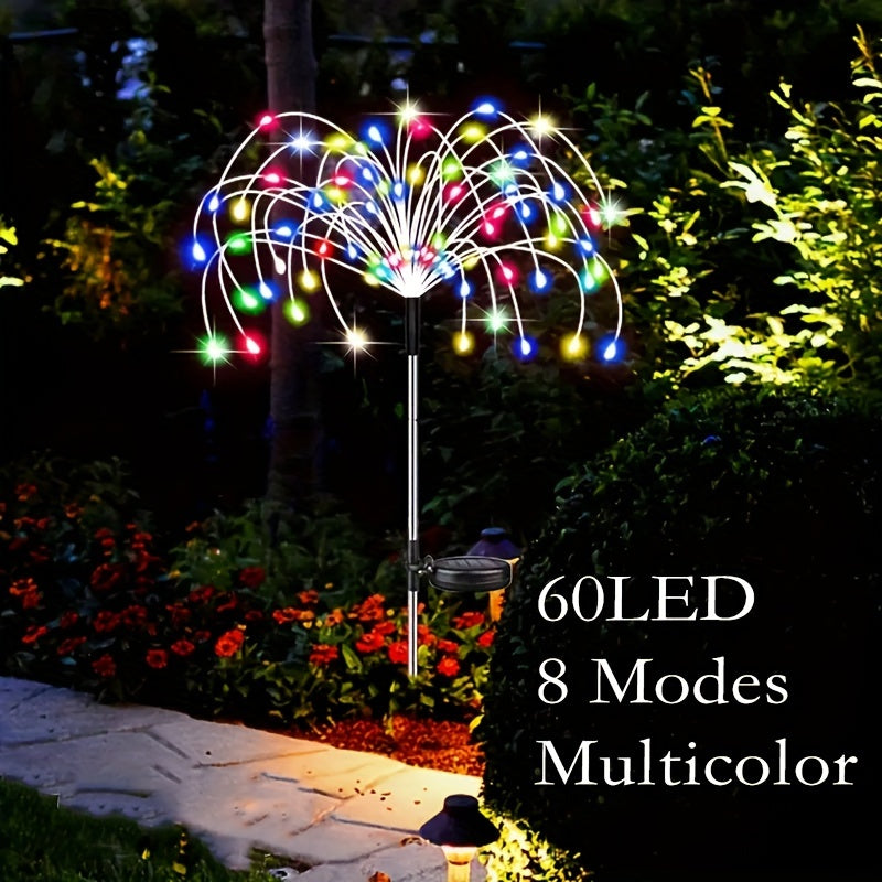 Solar Fireworks Lights, 420/300/200/60 LEDs Waterproof Solar Garden Flower Lights, 8 Lighting Modes, Yard Patio Yard Yard Pathway Yard Villa Outdoor Lighting Christmas Decoration With Stake Decoration Fairy Lights