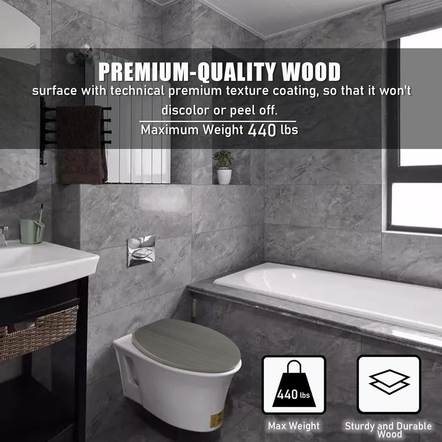 Elongated and Round Toilet Seats Slow Close Toilet Seat with Alloy Hinges Set Easy to Clean and Install Toilet Seat